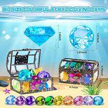 Diving Gem Pool Toy 10PCS DISHIO Big Colorful Diamond Diving Toy With Treasure Box Chest Pirate Pool Toys For Toddlers Underwater Sinking Dive Gemstone For Swimming Bath Birthday Party DecorationHappy Children's Toys, Essential Toys For Children - 10個多色 - 查看 3