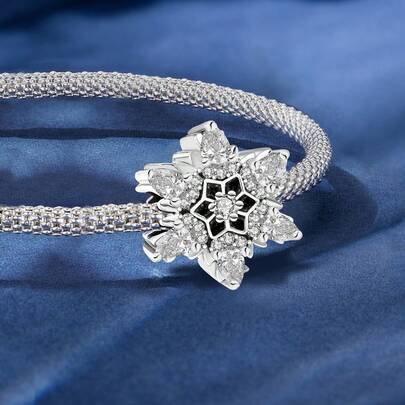 1颗925纯银雪花珠，适合女士手链、手镯DIY饰品制作和日常装饰，女孩配饰