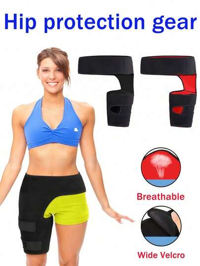 1件套健身护腕、护腿、护臀套装 - 包括腰带、可调节大腿绑带，为跑步、户外运动提供支撑，压缩运动护具，黑色