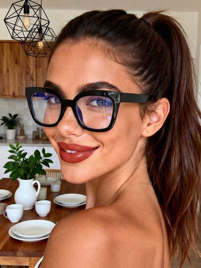 1 Pair Unisex Square Frame Fashion Minimalist Clear Lens Glasses, American Style, Suitable For Daily Office And University Wear, Transparent Lenses For Computer Reading, Gaming, TV, Smartphone, Women Eyewear Accessories