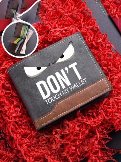 1pc "Don't Touch My Wallet" Patterned Wallet, Large Capacity With Coin Pocket And Multi Slot Design, Stylish Business Style Card Clip Wallet, Daily Use, Travel Essentials, Perfect Ideal Gift For Someone!Personalized Gift Package,Birthday Present, Unisex Multi-Card Slot Zippered Wallet, Durable Casual Design, Ideal For Valentine's Day, Anniversary, Birthday Gifts