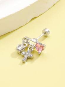 1pc Heart Shaped Zirconia Cartilage Earring, Simple & Fashionable Jewelry For Women, Suitable For Daily Wear And Parties - Multicolor - View 7