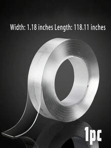 3卷500厘米/196.85英寸纳米双面胶带，高强度丙烯酸凝胶胶带，防水透明可重复使用可水洗多用途胶带，适用于地毯、海报、家居、办公室、塑料、墙面安装 - 彩色 - 查看 12