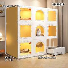 1-Bedroom 1-Bathroom Indoor Cat Villa With Litter Box Drawer, Large Space Cat House - Multicolor - View 3