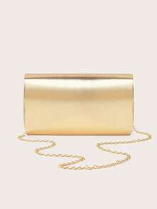 1 Piece Fashion  Women's Evening Bag, Exquisite Flap PU Leather Party Clutch Bag, Crossbody Shoulder Bag With Metal Chain, Suitable For Women's Party, Wedding, Dinner, Banquet Evening Bag, Suitable For Party Girls, Women, For Women, Very Suitable For Party, Wedding, Dance, Dinner/Banquet, Best Gift For Women - 金色 - 查看 5