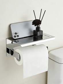 1pc Stainless Steel Toilet Paper Holder, Bathroom Accessories Tissue Roll Dispenser, Wall Mounted Toilet Paper Rack - Multicolor - View 11