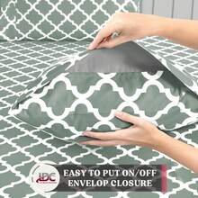 Lux Decor 4 Pieces Quatrefoil Bed Sheets - Stylish Comfy Bedding Set - Hotel Luxury Skin Friendly Cooling Sheets & Pillowcases Without Filler - Classic Collection With 16 Inches Deep Pocket - Shrinkage & Fade Resistant, Valentine's Day Bedroom, Spring Bedding Refresh, Guest Room Essentials, Dorm Room Bedding, Premium Bed Linens, Easy Care Sheets, Hypoallergenic Fabric, Year-Round Comfort, Master Bedroom Update, Matching Bedding Set, Hotel Quality Linens - 灰色和白色 - 查看 3