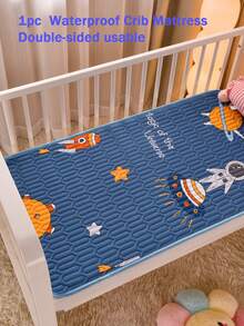 1件双面防水床垫，卡通动物印花，可折叠，适用于婴儿床/游戏区/沙发/宠物/女性/老人护理 - 彩色 - 查看 25