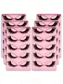 1/3/6pcs Long Cat Eye False Eyelashes, Natural, Thin, Extended, Thick Dramatic False Lashes For Charming Makeup, Reusable Strip Lashes - Natural Lashes - View 11