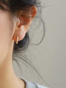 4 件/套 18K 镀金不锈钢耳环配红色方晶锆石心形吊坠，铜微镶嵌镀金圆形耳环套装，适合女士，优雅时尚，日常佩戴混搭，情人节礼物，情人节，妈妈，母亲，母亲节，礼物 - 紅色 - 查看 5