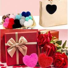 Cityelf Cute Faux Rabbit Fur Ball Pom Pom Keychain Car Key Ring Handbag Tote Bag Pendant Purse Charm - Red - View 4