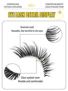 Asiteo 5 Pairs New Cat Eye Lashes With Natural Long Transparent Wings & Tail Extension, Soft 3D Faux Mink Eyelashes Suitable For Natural Makeup, Party, Glam, Gift, Wedding, Bridesmaid, Vacation, Beach - Cat Eye Lashes - View 3