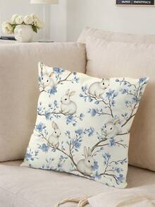 1pc/4pcs Rabbit & Easter Egg Print Pillow Cover, Home Decor Sofa Cushion Cover, Bedroom Headrest Pillow Slip, Car Lumbar Cushion Cover, Room Decor - Multicolor - View 7