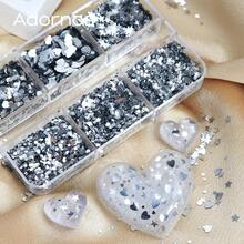 1 Box Holographic Silvery Sequins Epoxy Resin Molds Filling Shining Stars Heart Round Design Nail Jewelry Supplies Paillettes DIY Pendants Crafts Making - Silver - View 6