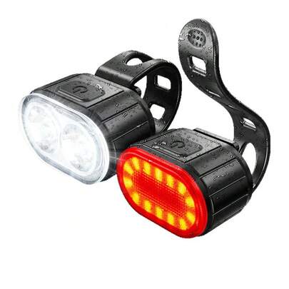 Luci per bicicletta ultra luminose con faretto e catarifrangente, ricaricabili tramite USB, anteriori e posteriori, impermeabili, per ciclismo su strada, mountain bike, giorno e notte.