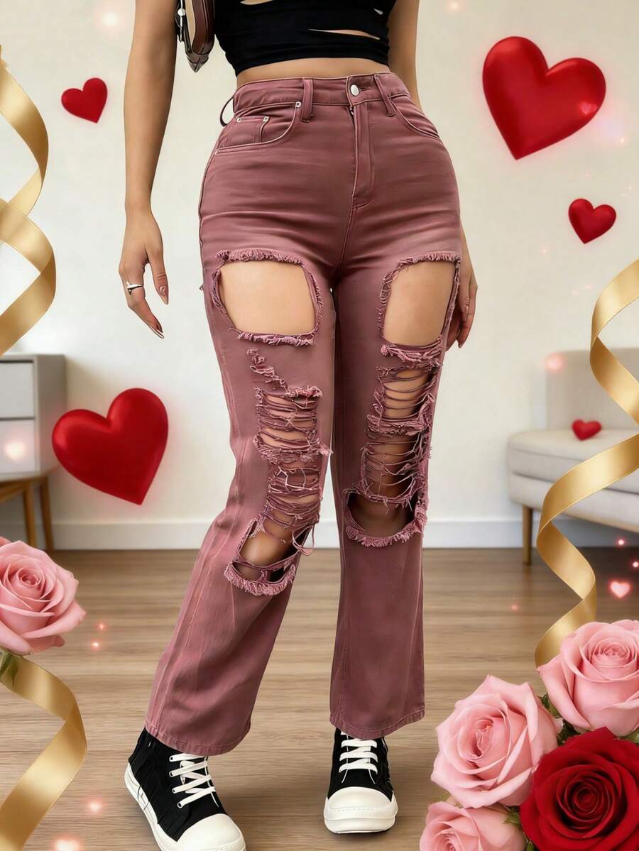 Women Jeans - Dark Brown - View 1