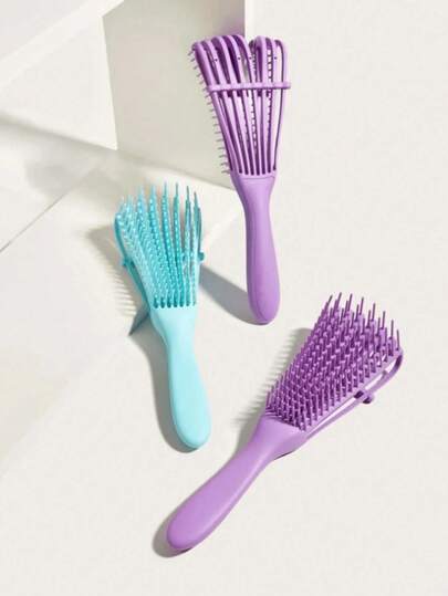 1pc/Set Women's Air Puff Big Curved Comb Massage Octopus Comb Straightening Comb, Suitable For Black Natural Curly Hair, Suitable For 3/4abc Curl Degree African Curly Hair, Quickly And Easily Comb Dry And Wet Hair, No Pain