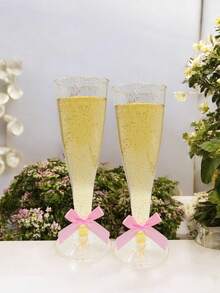 5oz Reusable Clear Plastic Champagne Flutes, Long Stem, Wedding Party Cocktail Glasses - Multiple Colors/random Styles - View 31