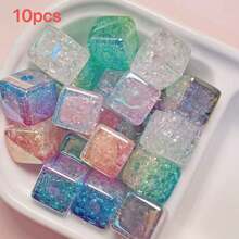 10pcs 14mm Acrylic UV Plated Cracked Gradient Square Beads For DIY Phone Straps, Jewelry Making - Bursting Blocks - View 11