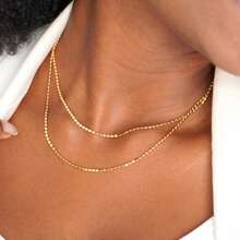 Presente Colar Choker Gargantilha Dupla Feminina Banhada a Ouro 18K - Dourado - Visão 6