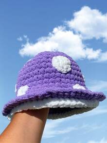 1pc Handmade Crochet Mushroom Design Beanie Hat, Cute Fairy Tale Little Red Riding Hood Style, Warm Knitted Cap For Autumn/Winter, Casual & Party Wear - Multicolor - View 8