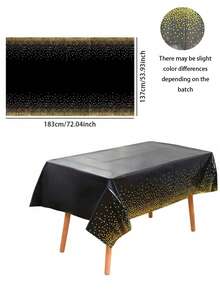 2件装 - 黑色金色生日一次性桌布，54英寸 x 72英寸，黑色和金色相间的桌布，适用于派对、烧烤、婚礼、高级餐厅、生日派对、厨房餐厅、节日派对装饰、家居装饰、餐桌装饰 - 彩色 - 查看 9