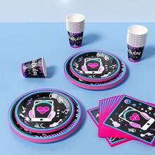 1 Set Music Happy Birthday Disposable Plates, Napkins, Cups, Serves 8 Guests, Suitable For Birthday, Wedding, Party, Family Picnic - Multicolor - View 5