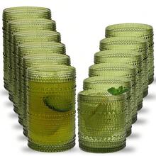 Tomnk 12-Piece Hobnail Drinking Glasses Set, 12oz & 10oz Clear Embossed Tumblers - Highball And Cocktail Glassware For Bar, Kitchen, Whiskey, Beer, Juice, Milk, Ideal Mother's Day Gift - Green - View 6