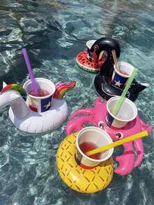1/5/10/15/20pcs Inflatable Cup Holder, Cup Base, Water Cup Mat, Water Beverage Cup Holder Base, Floating Inflatable Cup Rack Beverage Cup Mat, Suitable For Pool Party, Outdoor Activities And Other Occasions - Multicolor - View 3