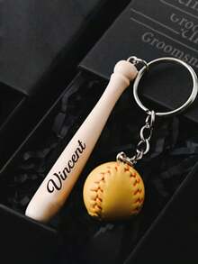 Llavero personalizado de béisbol con nombre personalizado, adecuado como regalo del Día del Padre, regalo del Día de San Valentín, mejor regalo para niños, regalo de Navidad - Multicolor - Ver 9