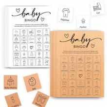Bộ 32 lá bài trò chơi Bingo mừng em bé chào đời, thiết kế tối giản, phù hợp cho cả bé trai và bé gái. - Nhiều màu - Xem 1