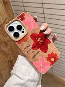 1pc Elegant Brown Floral Leather Protective Case Compatible With IPhone 17 Pro Max, 16 Pro, 15 Plus/14 Pro, 13/12/11, Unique High-End Anti-Fall Phone Case - Brown - View 4