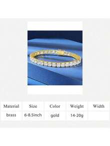 MDFUN 5mm Princess Cut 18K Gold Plated Cubic Zirconia Tennis Bracelet For Women, Elegant Zirconia Bracelet Length 6-8.5 Inches - 5mm - Gold - View 13
