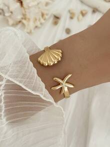 1件套时尚金属海星手链套装，女士沙滩饰品配饰 - 金黃色 - 查看 1