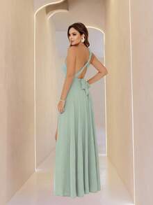 Mint Green Multi-Way Long Dress For Bridesmaids By Nana Marie. Formal Party Dress With Multi-Way Design. - 薄荷綠 - 查看 6