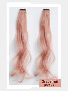 20英寸彩色夹式接发片2件套，彩色耳挂式接发片，一体式夹子设计，适合女孩日常佩戴和派对公主发型配饰 - 彩色 - 查看 19