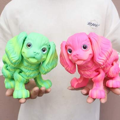 1个3D打印的查理比格犬摆件，家居装饰品，眼睛逼真，关节可活动，适合办公室装饰、生日礼物、派对礼品、节日礼物，3D打印动物模型