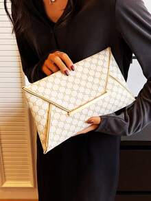 Retro Fashionable Chic Niche High-End Commuter Envelope Bag - White - View 1
