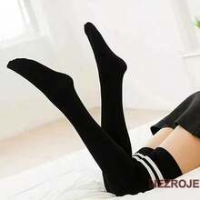 Women Over The Calf Socks - Black and White - View 5