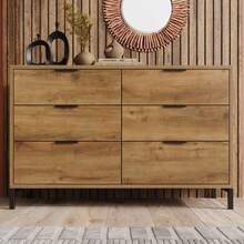 (=834445AAD) Chest Of Drawers, Sideboard With 6 Drawers, 120 X 40 X 76 Cm In Dark Oak, Tall Sideboard For Bedroom And Living Room - Dark Oak - View 1