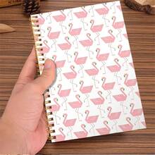 1pc Feminine Flamingos A5 Spiral Notebook Notebook, School Supplies, White/Pink - A - View 6