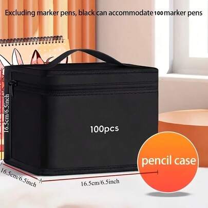 100pcs Marker Pen Set With Bag, Including Large Capacity Storage Box, Multi-Function Canvas Pen Holder, And Portable Folding Pen Bag, Perfect Holiday Gift For Storing 100 Colored Pens