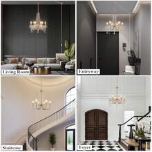 Candelabros de Techo Enchufable de 4 Luces Geométricas en  con Cable de 45 m e Interruptor Lámpara Colgante Enchufable para Comedor Sala de Estar Cocina Dormitorio-003 - Dorado - Ver 4