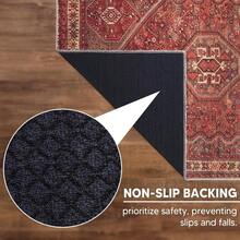 1PC Traditional Persian Design Pattern Christmas Rug 5x7 Washable Area Rugs For Living Room Bedroom, Velvet Material Low-Pile Carpet Suitable For Indoor Outdoor High Traffic Areas,  Vintage Farmhouse Style , Home Decor Gift, Holiday Print Mat - 1PC - 查看 5