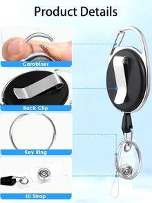 1pc/7pcs Multicolor Oval Retractable Key Chain ID Card Holder Keychain Accessories, Retractable Key Card Reel Strap Clip Belt Clip And Keyring For Car Key Chain Lanyard ID Card Holder Gifts For Mother, Father, Graduation, And Teacher - Multicolor - View 9