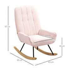 Pink Sherpa Fleece Upholstered Reclining Rocking Chair, Up To 150 Kg, Comfortable, 63 X 95 X 97 Cm - Pink - View 3