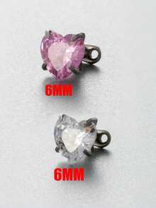 1个钛锆石植入式皮肤真皮锚钉，心形，3mm/4mm/5mm/6mm锆石 - 心形鋯 - 查看 4