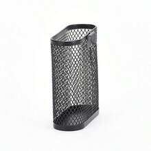 1pc Black Diamond Pattern Pen Holder | Office Desk Pen Organizer Cup, Mesh Oval Pen Cup Accessory, Desktop Pen Holder And Office Organizer Box, Metal Side-Mounted Pen Cup - Essential School Supplies - Multiple Styles - View 4