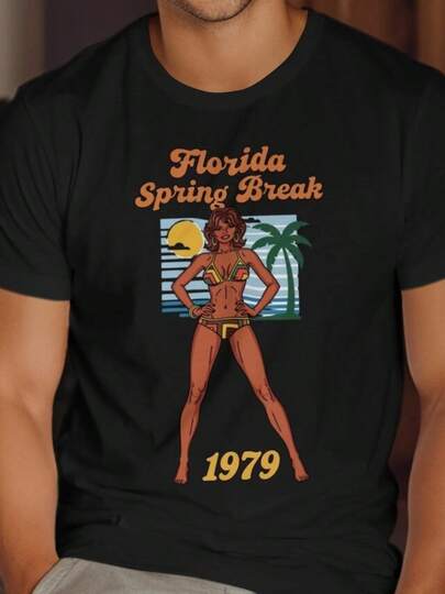 Florida Spring Break 1979 T Shirt: Vintage Florida Pin Up Beach Tee