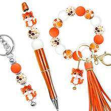 5/25/33颗硅胶猫爪形珠子，灰色、白色和橙色印花彩色圆珠 - 适用于珠宝装饰，硅胶焦点珠，时尚设计，可用作装饰珠、珠宝制作，是DIY手链、挂绳、串珠笔、节日装饰和其他手工艺品的理想之选 - 理想的礼物 - 多款貓咪系列 - 查看 7